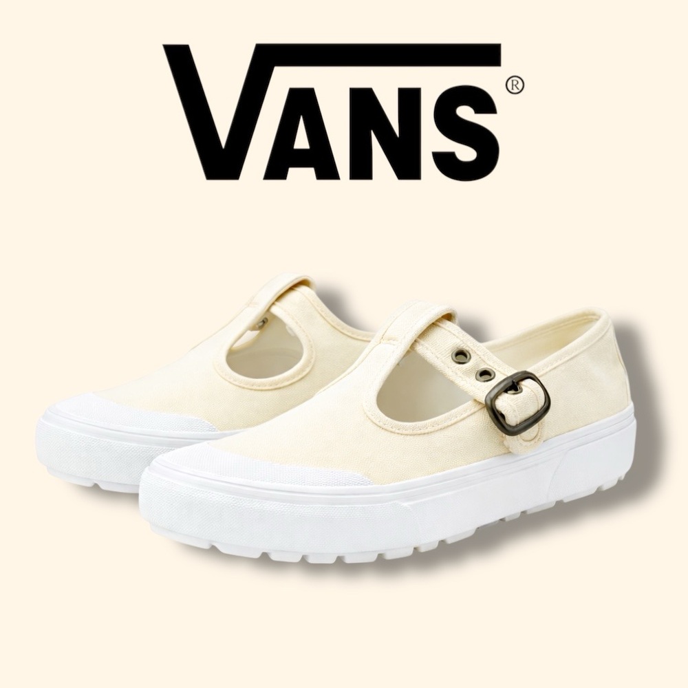 Vans Mary Jane Buckle Strap Canvas Platform Sneakers Cream Off White Women’s 9 - Picture 7 of 7